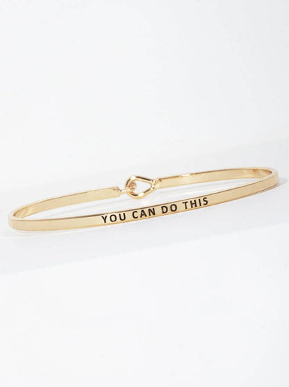 You Can Do This Engraved Inspirational Bangle Bracelet: Rhodium
