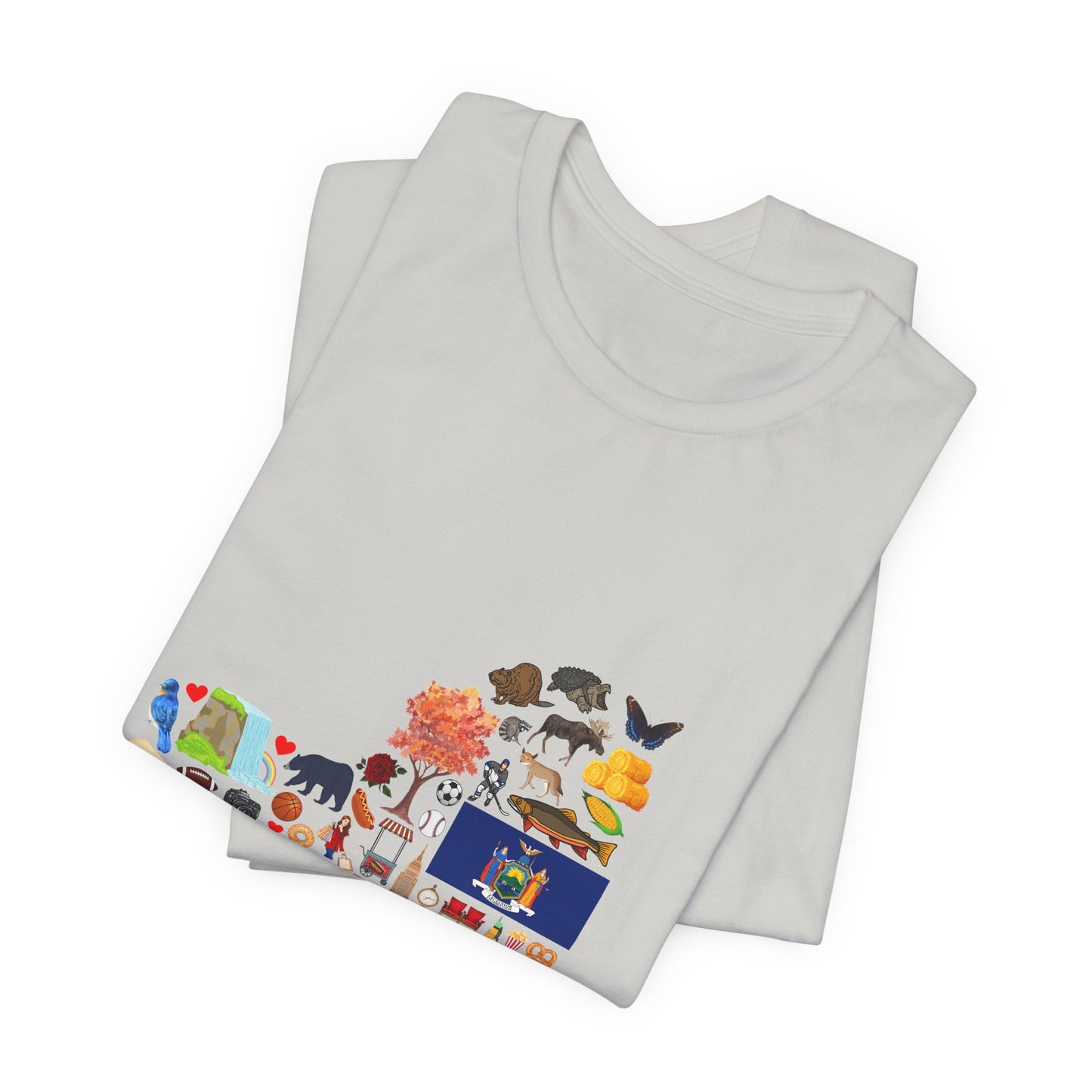 New York State Icons Map T-Shirt — Illustrated NY Landmarks Tee