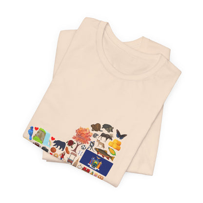 New York State Icons Map T-Shirt — Illustrated NY Landmarks Tee