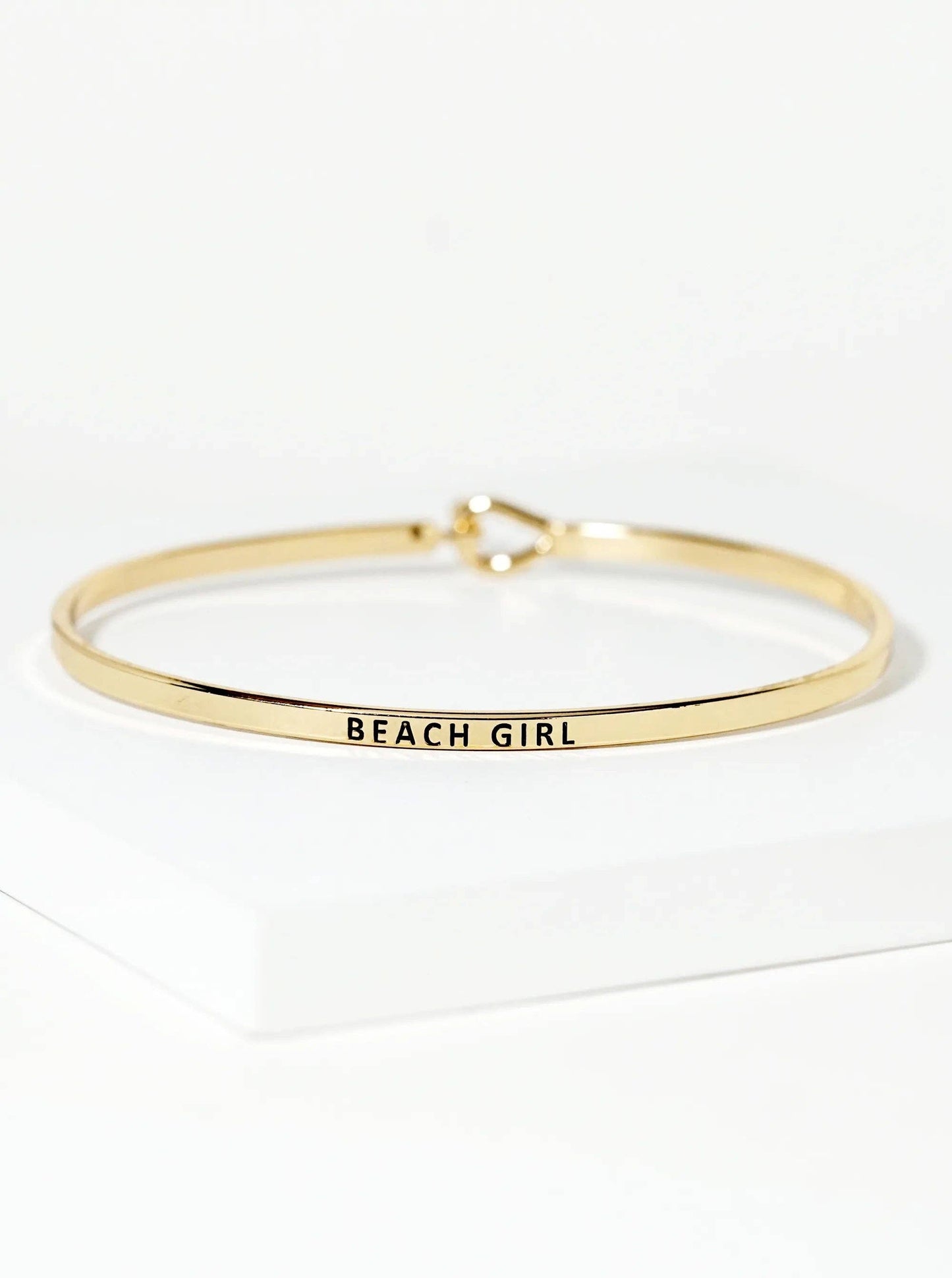 Beach Girl Engraved Inspirational Bangle Bracelet: Gold