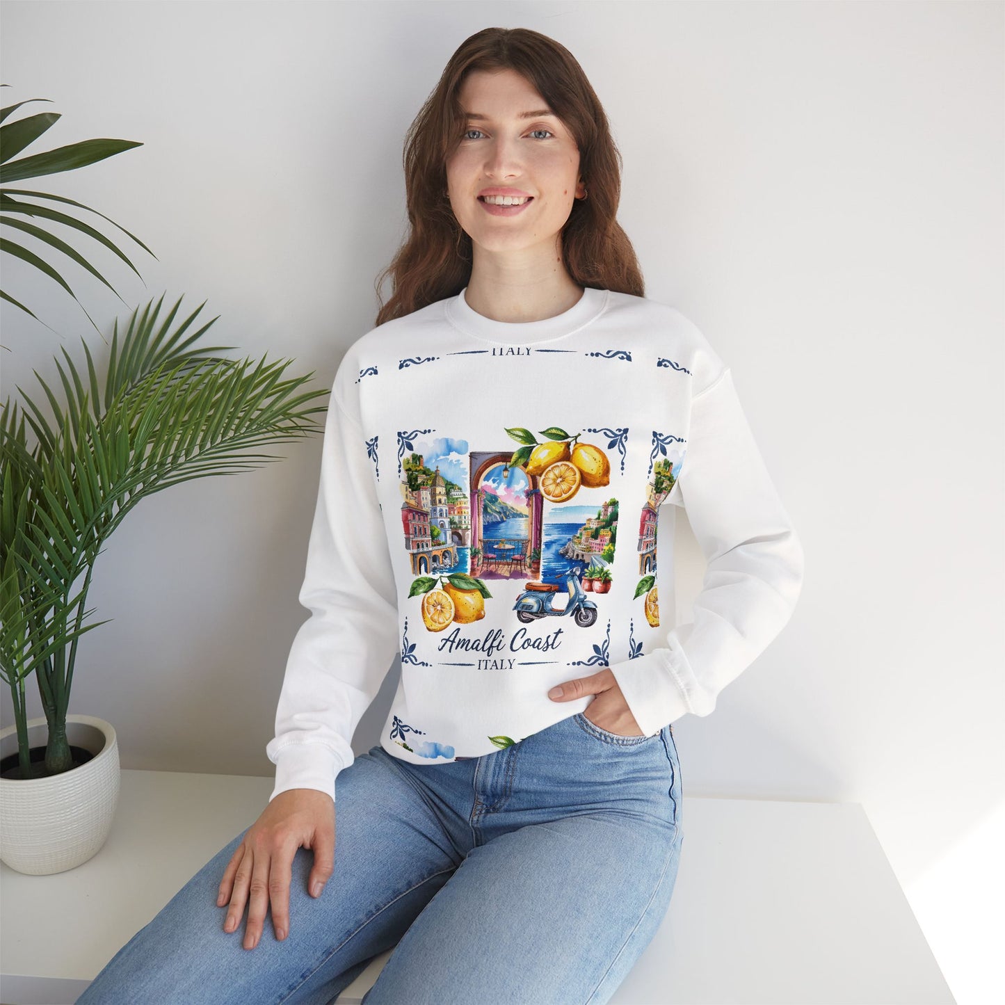Amalfi Coast Italy Sweatshirt – Vintage Lemon Scenic Crewneck
