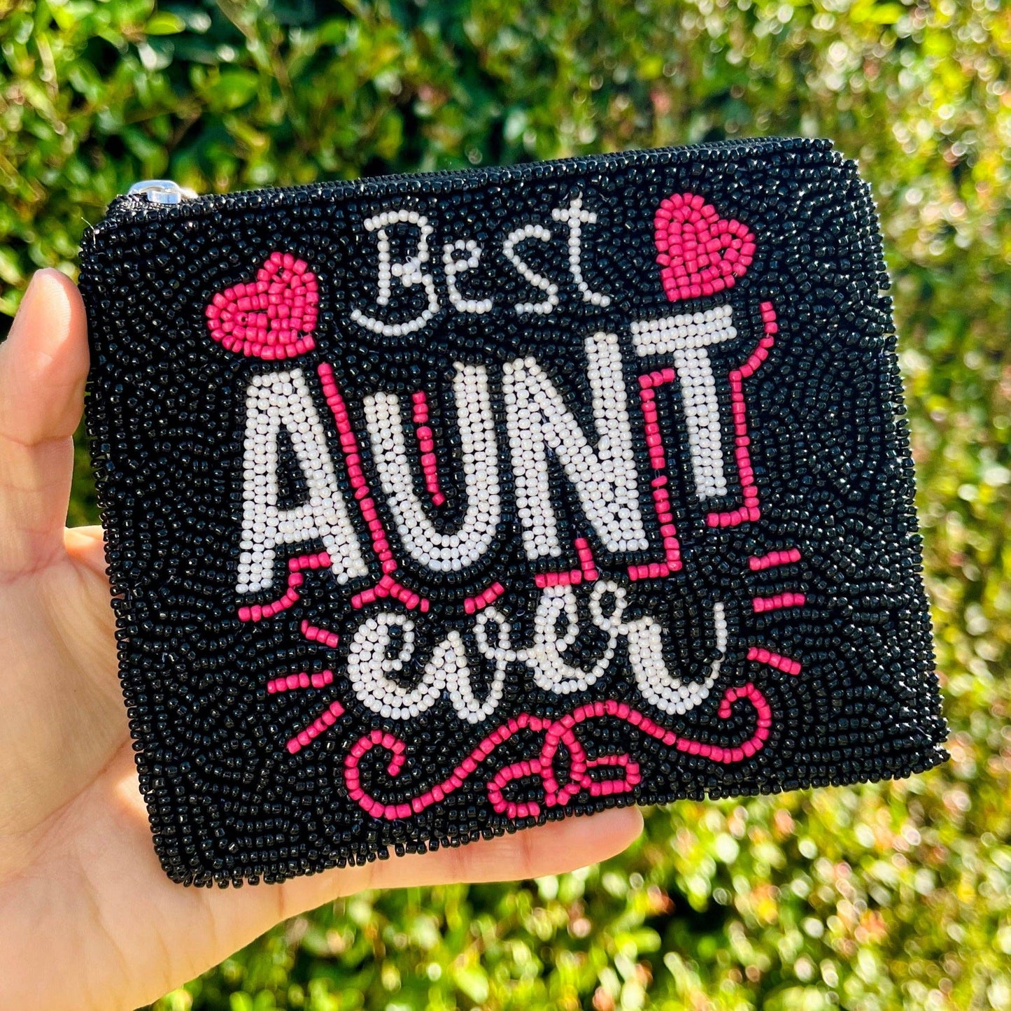 Best Aunt Beaded Purse Pouch