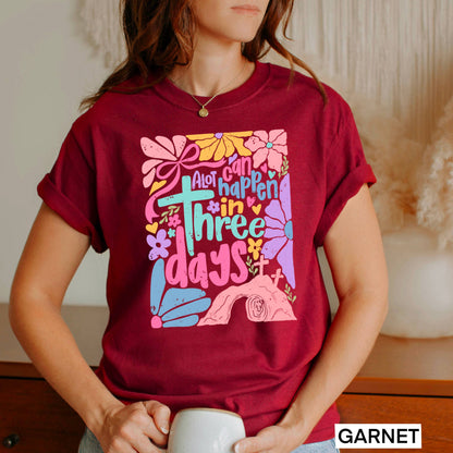 A Lot Can Happen In 3 Days  | Easter Graphic Tee | Gildan: Graphite Heather / Small