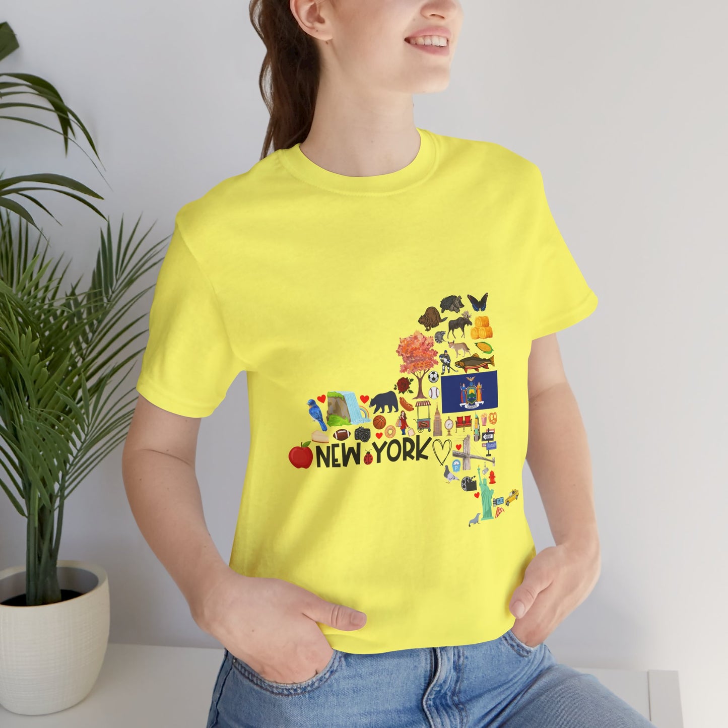 New York State Icons Map T-Shirt — Illustrated NY Landmarks Tee