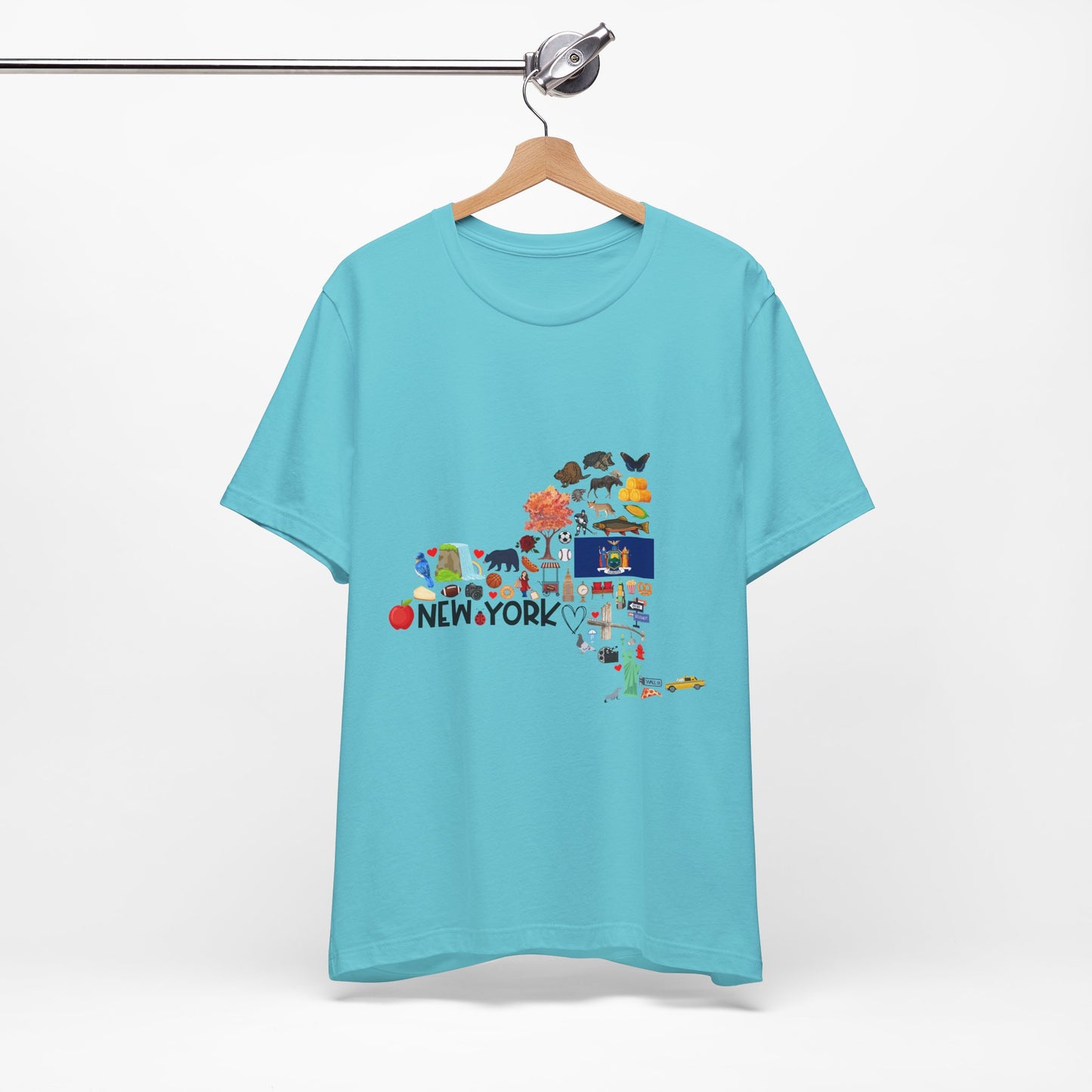 New York State Icons Map T-Shirt — Illustrated NY Landmarks Tee