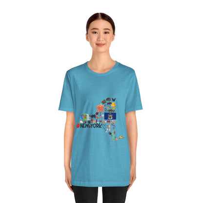 New York State Icons Map T-Shirt — Illustrated NY Landmarks Tee