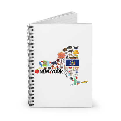New York State Icon Map Spiral Notebook - Ruled Journal