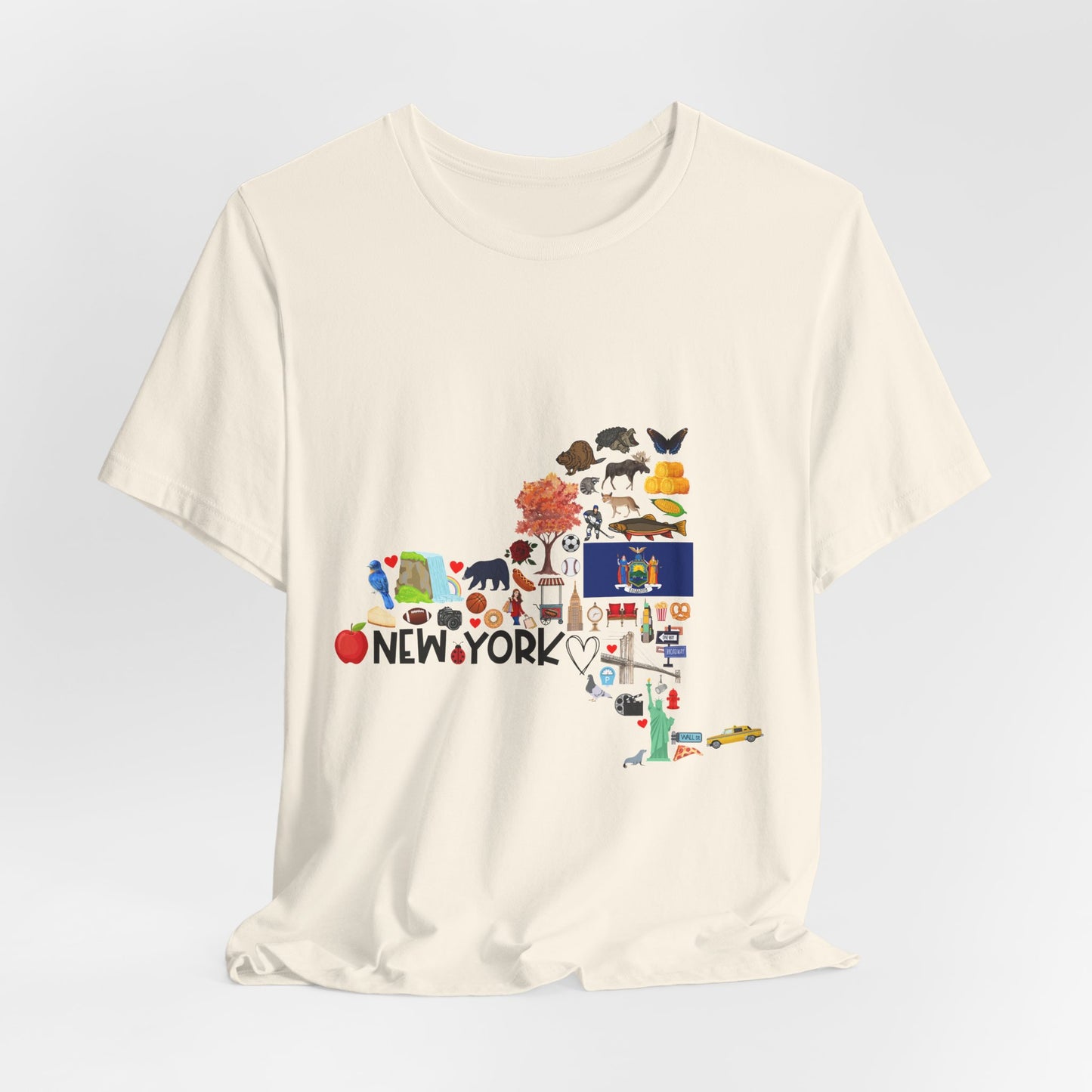 New York State Icons Map T-Shirt — Illustrated NY Landmarks Tee