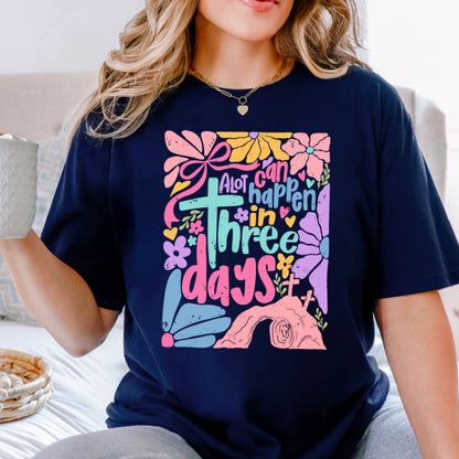 A Lot Can Happen In 3 Days  | Easter Graphic Tee | Gildan: Graphite Heather / XL