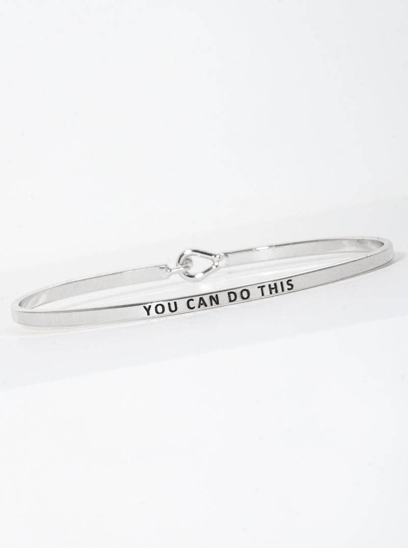 You Can Do This Engraved Inspirational Bangle Bracelet: Rhodium