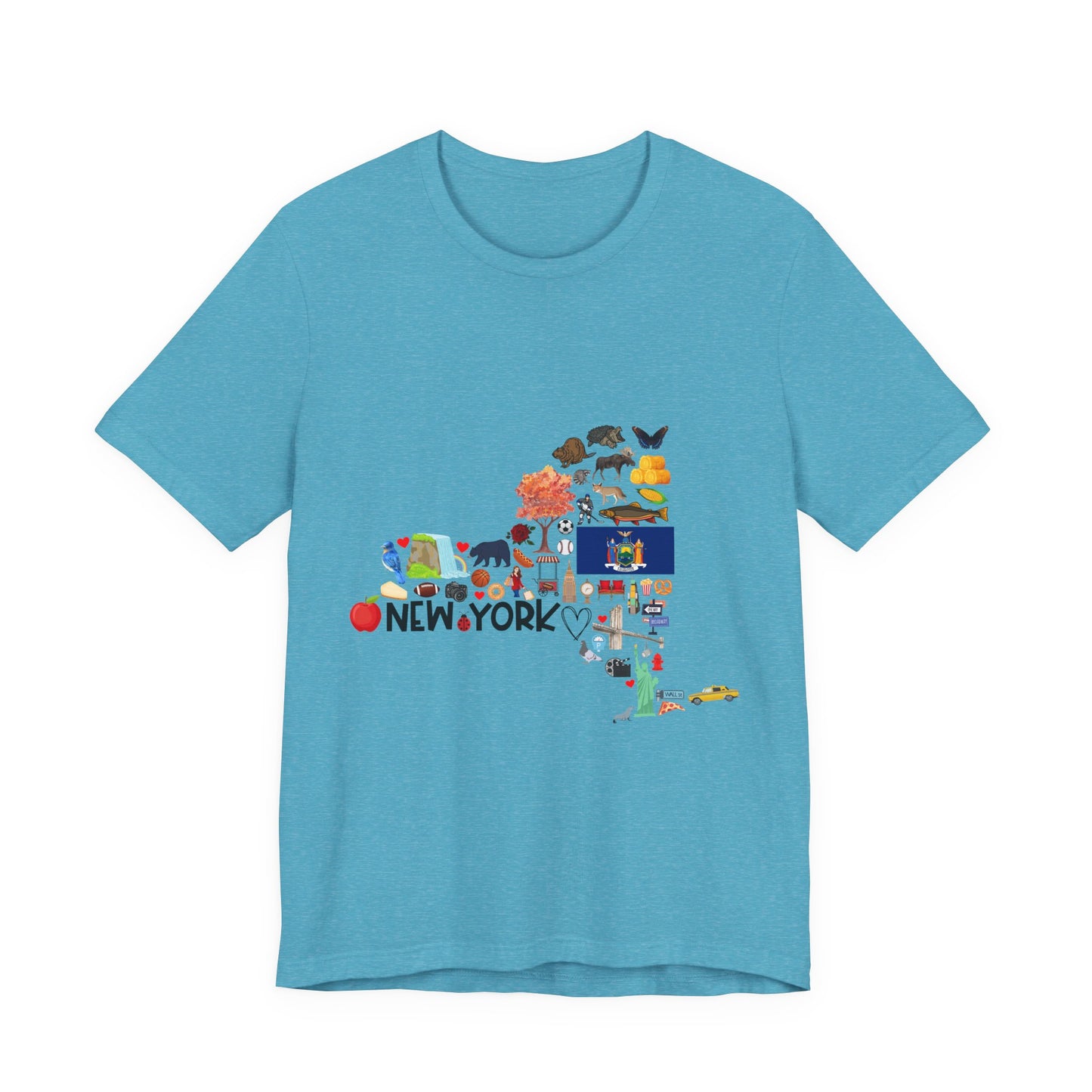 New York State Icons Map T-Shirt — Illustrated NY Landmarks Tee
