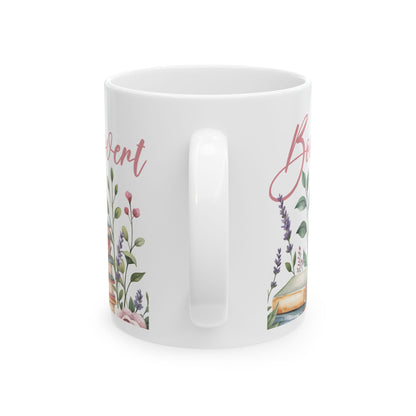 Booklover Floral Ceramic Mug — "Introvert Booklover" 11oz & 15oz