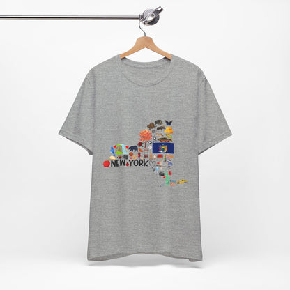 New York State Icons Map T-Shirt — Illustrated NY Landmarks Tee