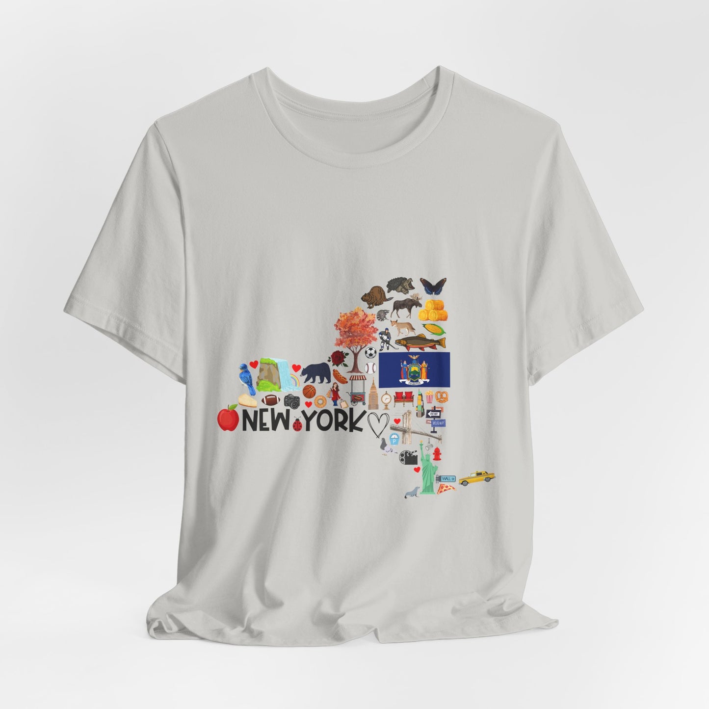 New York State Icons Map T-Shirt — Illustrated NY Landmarks Tee