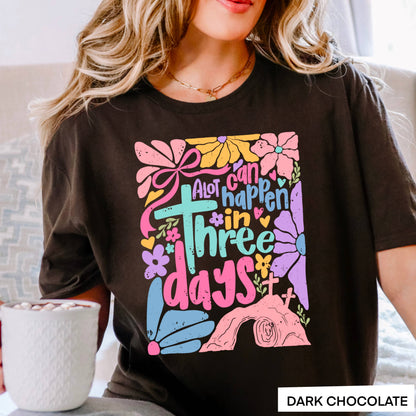 A Lot Can Happen In 3 Days  | Easter Graphic Tee | Gildan: Graphite Heather / Medium