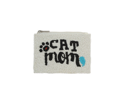Ladies Fully Beaded CAT MOM Theme Card Holder