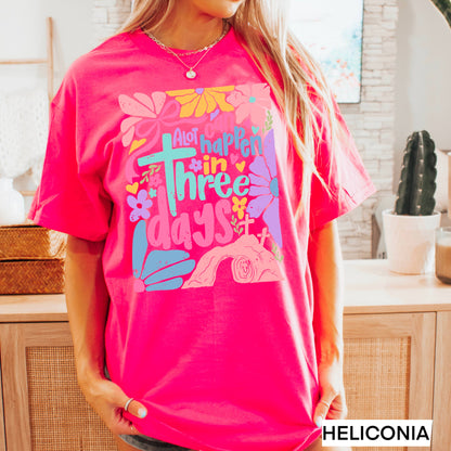 A Lot Can Happen In 3 Days  | Easter Graphic Tee | Gildan: Graphite Heather / XL