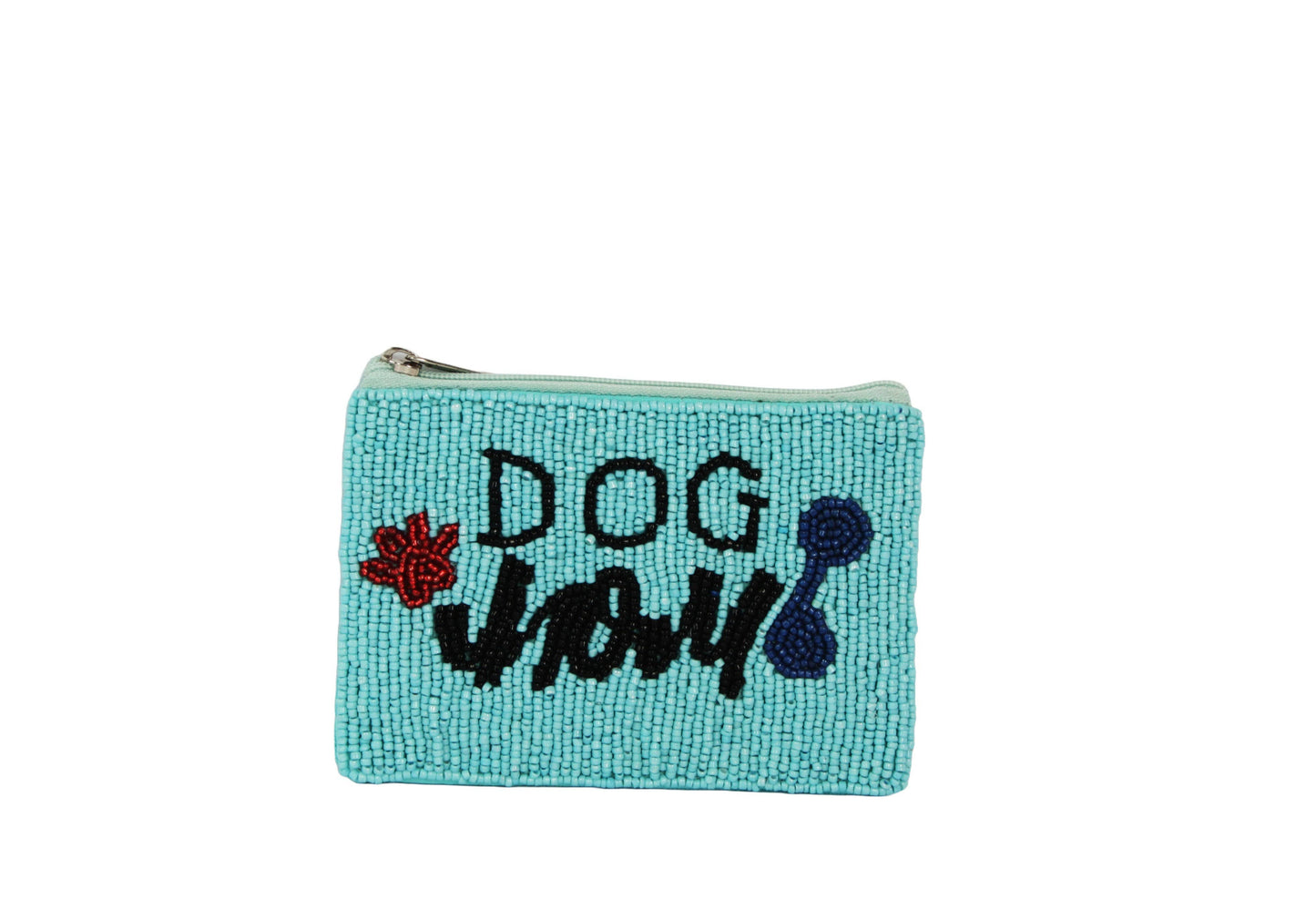Ladies Fully Beaded Dog Mom Themed Coin Purse