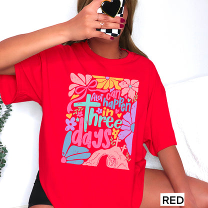 A Lot Can Happen In 3 Days  | Easter Graphic Tee | Gildan: Graphite Heather / Medium