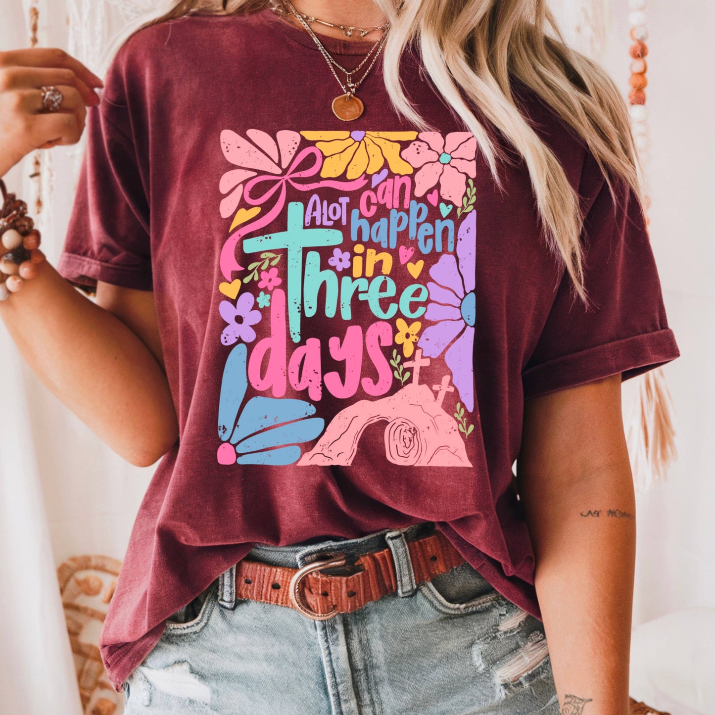 A Lot Can Happen In 3 Days  | Easter Graphic Tee | Gildan: Graphite Heather / XL