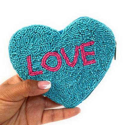 LOVE Beaded Pouch