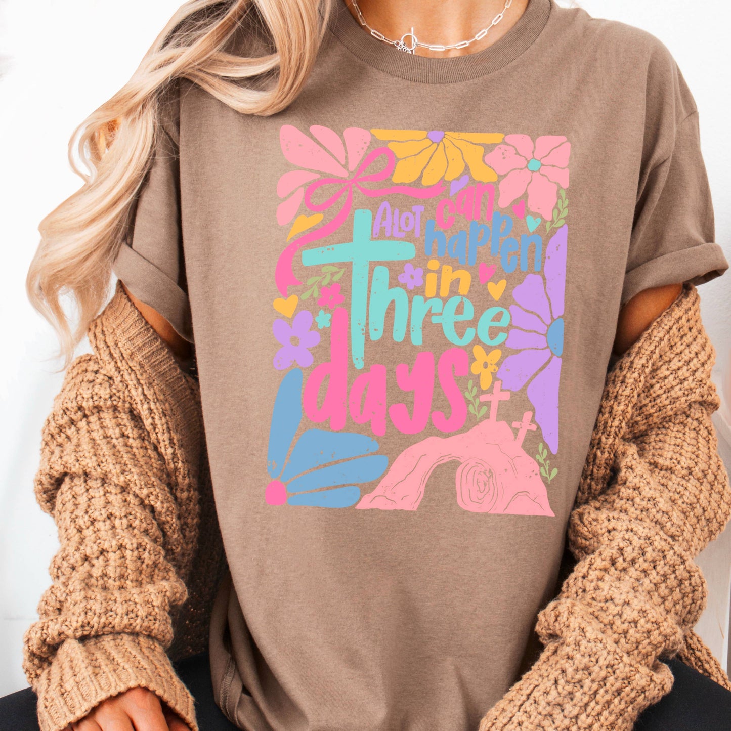 A Lot Can Happen In 3 Days  | Easter Graphic Tee | Gildan: Graphite Heather / Large