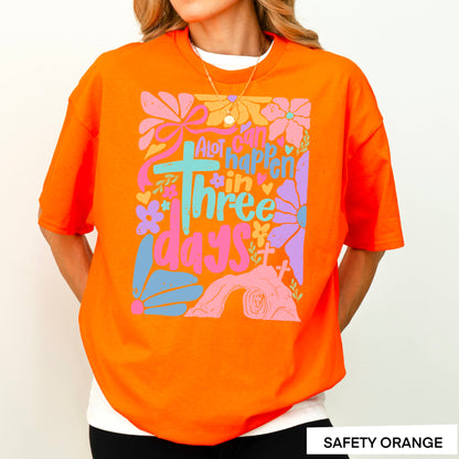 A Lot Can Happen In 3 Days  | Easter Graphic Tee | Gildan: Graphite Heather / Large