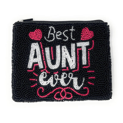 Best Aunt Beaded Purse Pouch