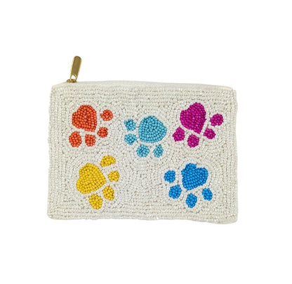Ladies Paw Print Themed Fully Beaded Coin Purse