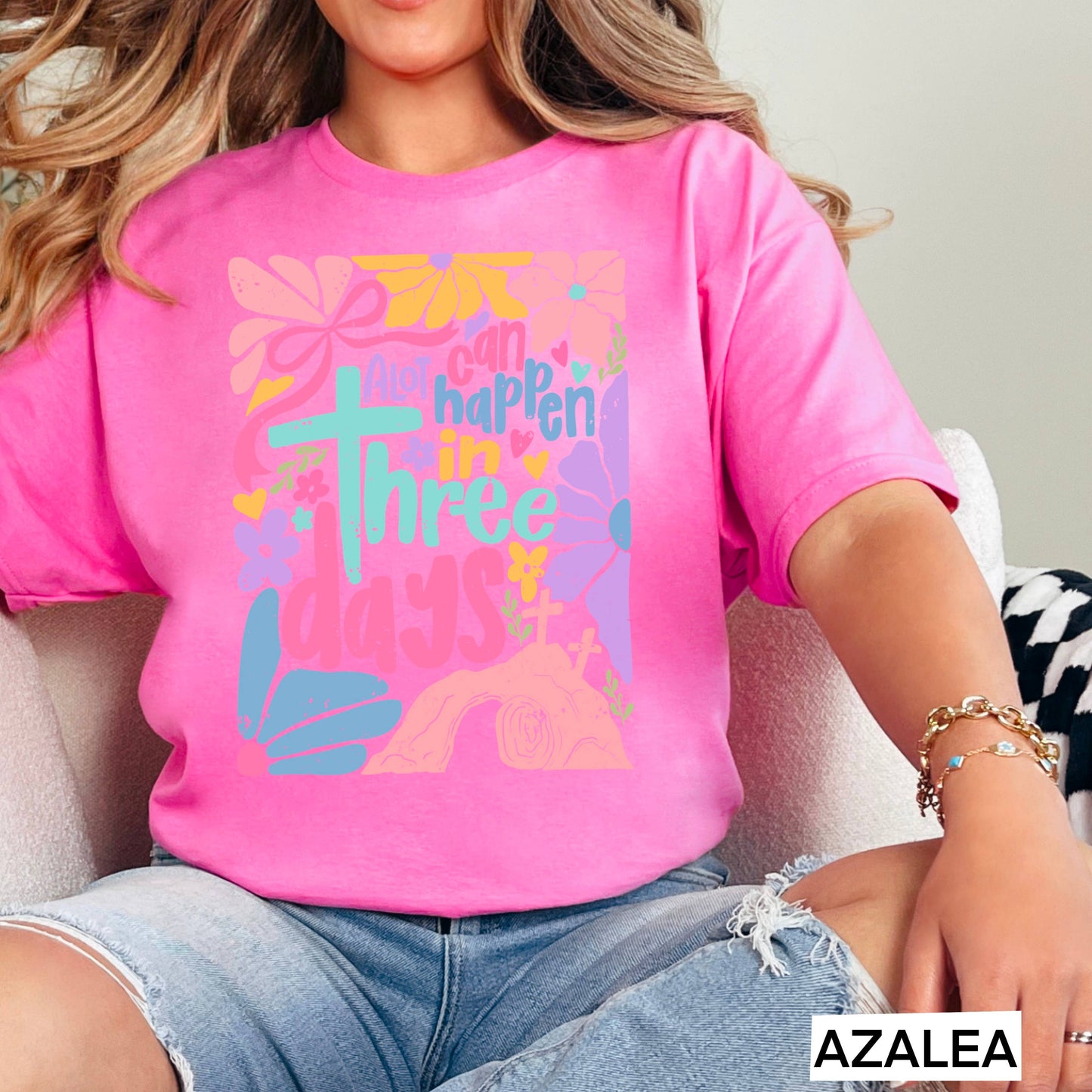 A Lot Can Happen In 3 Days  | Easter Graphic Tee | Gildan: Graphite Heather / Medium