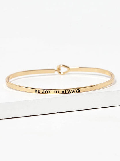 Be Joyful Always Engraved Inspirational Bangle Bracelet: Rhodium