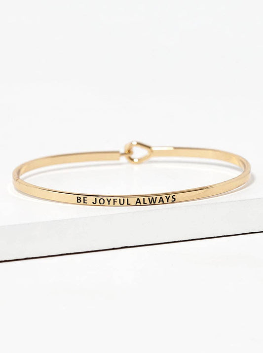 Be Joyful Always Engraved Inspirational Bangle Bracelet: Gold